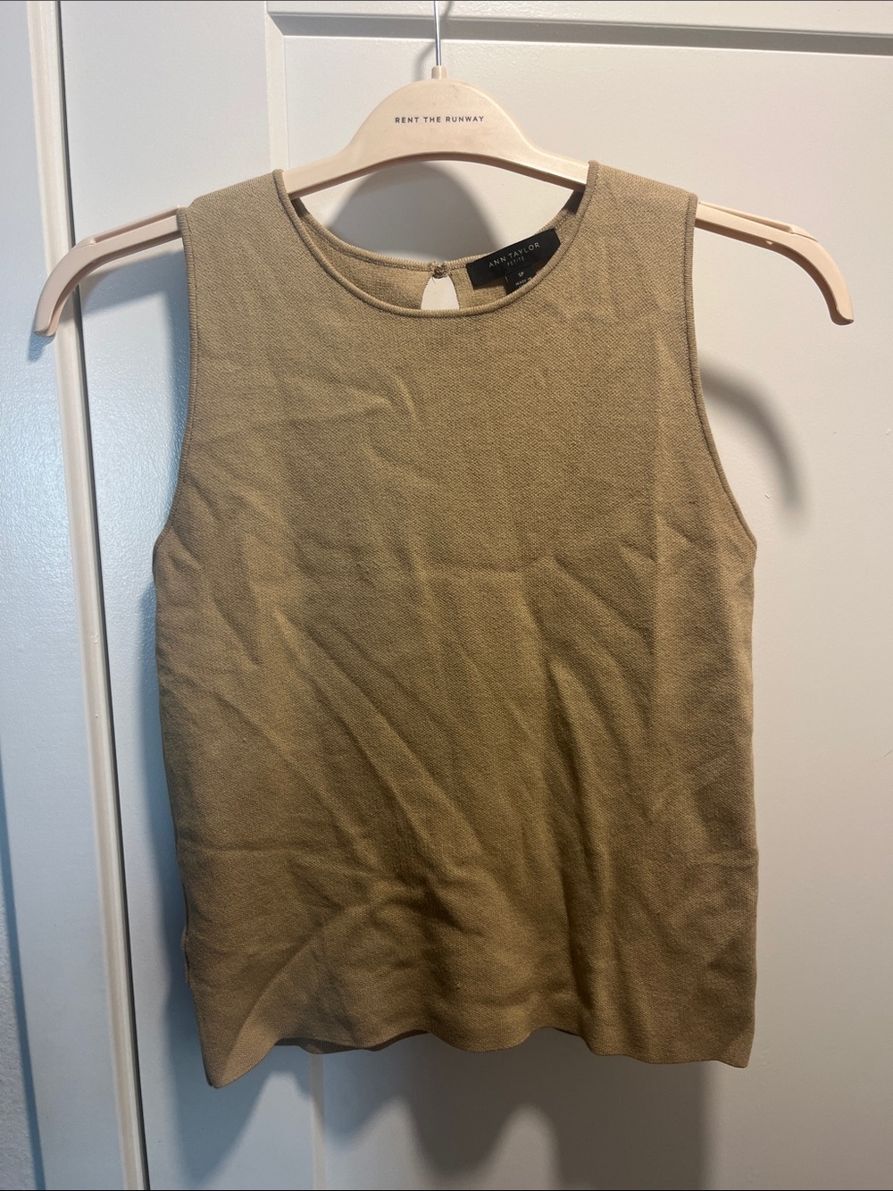 Ann Taylor Olive Textured Sleeveless Knit Tank